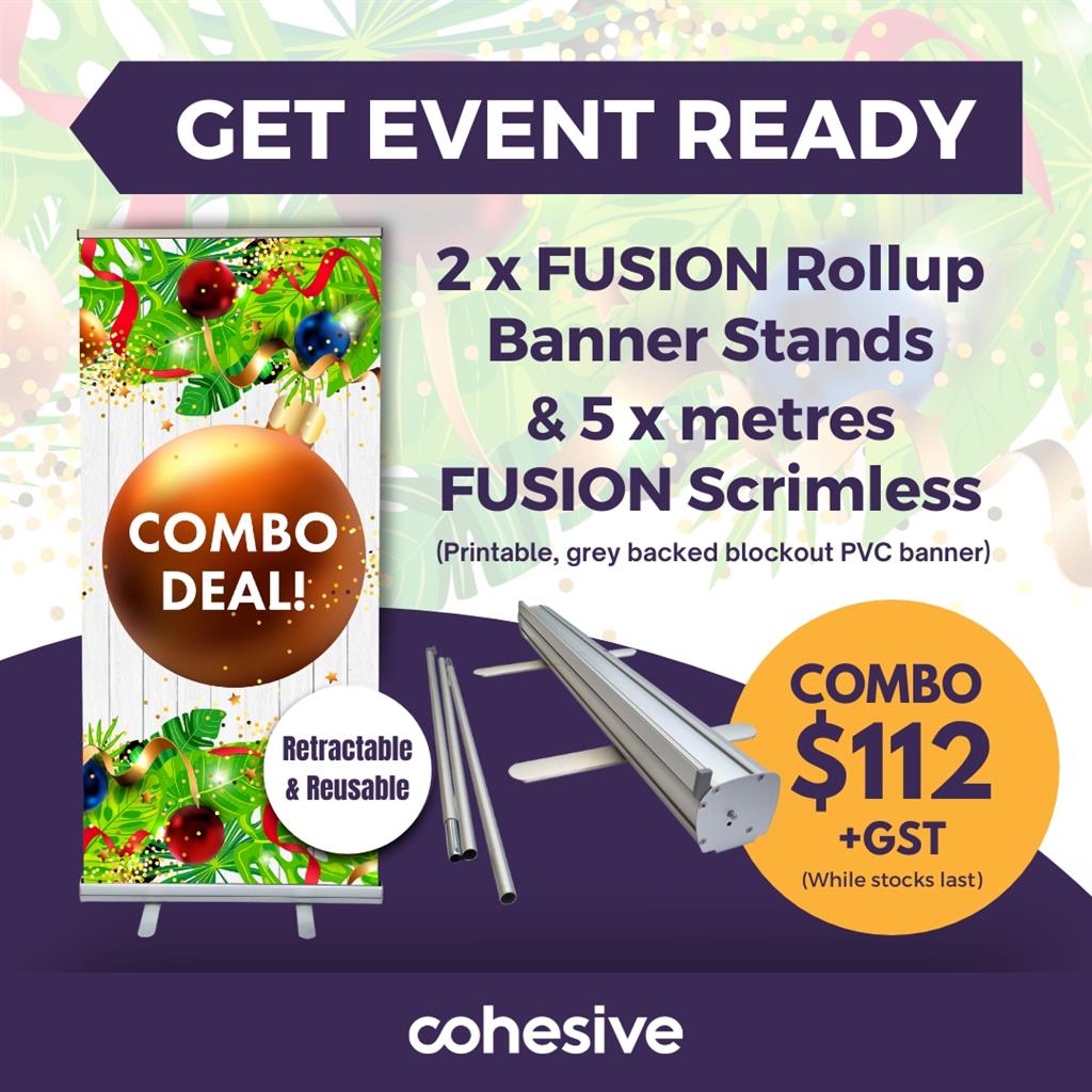 COMBO - FUSION Single Sided Rollup Banner and Digital Scrimless